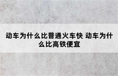 动车为什么比普通火车快 动车为什么比高铁便宜